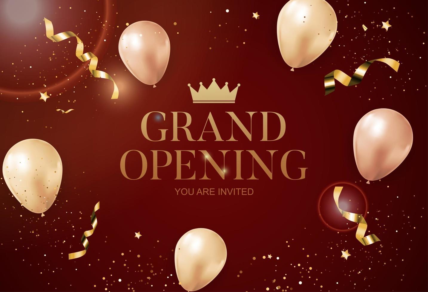 Grand Opening congratulation background card with ribbon and confetti vector