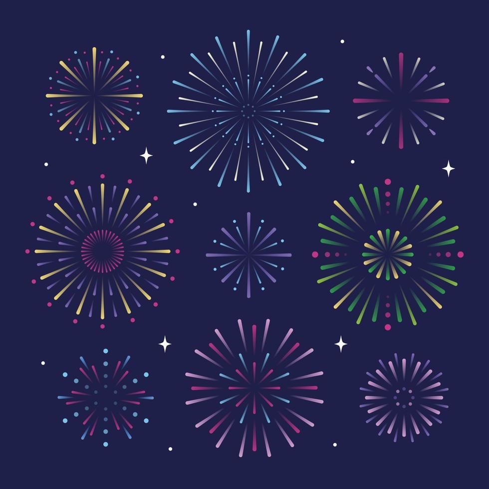Collection of Different Shape Fireworks vector