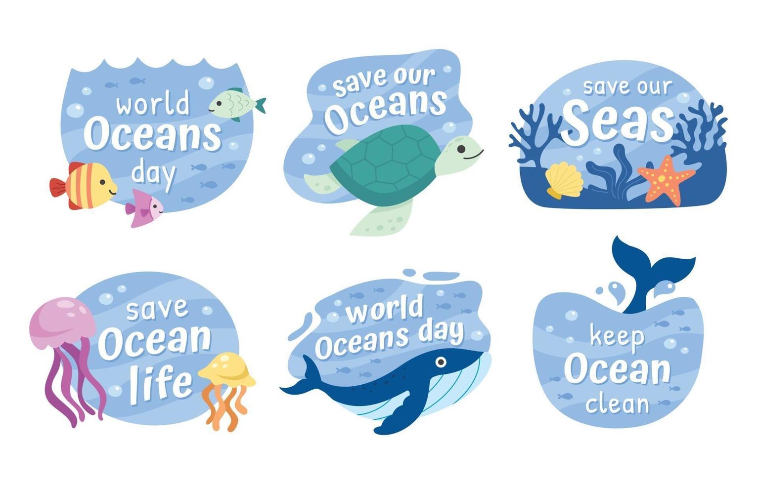 citas del día mundial de los océanos vector