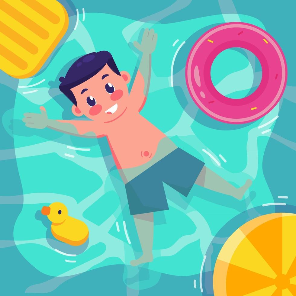 Happy Boy Swimming in Summer vector