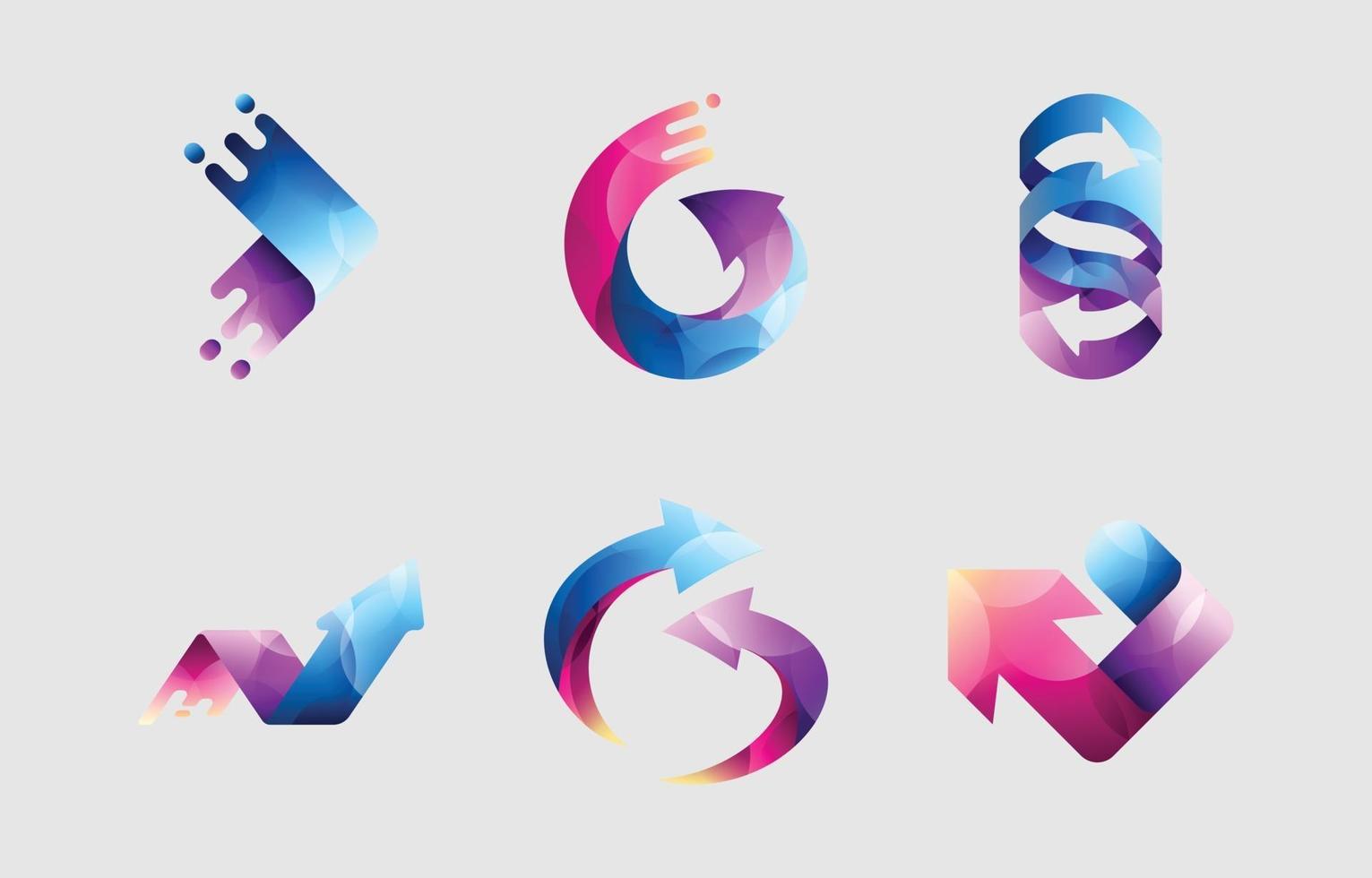Collection of Colorful Abstract Arrow Logo vector