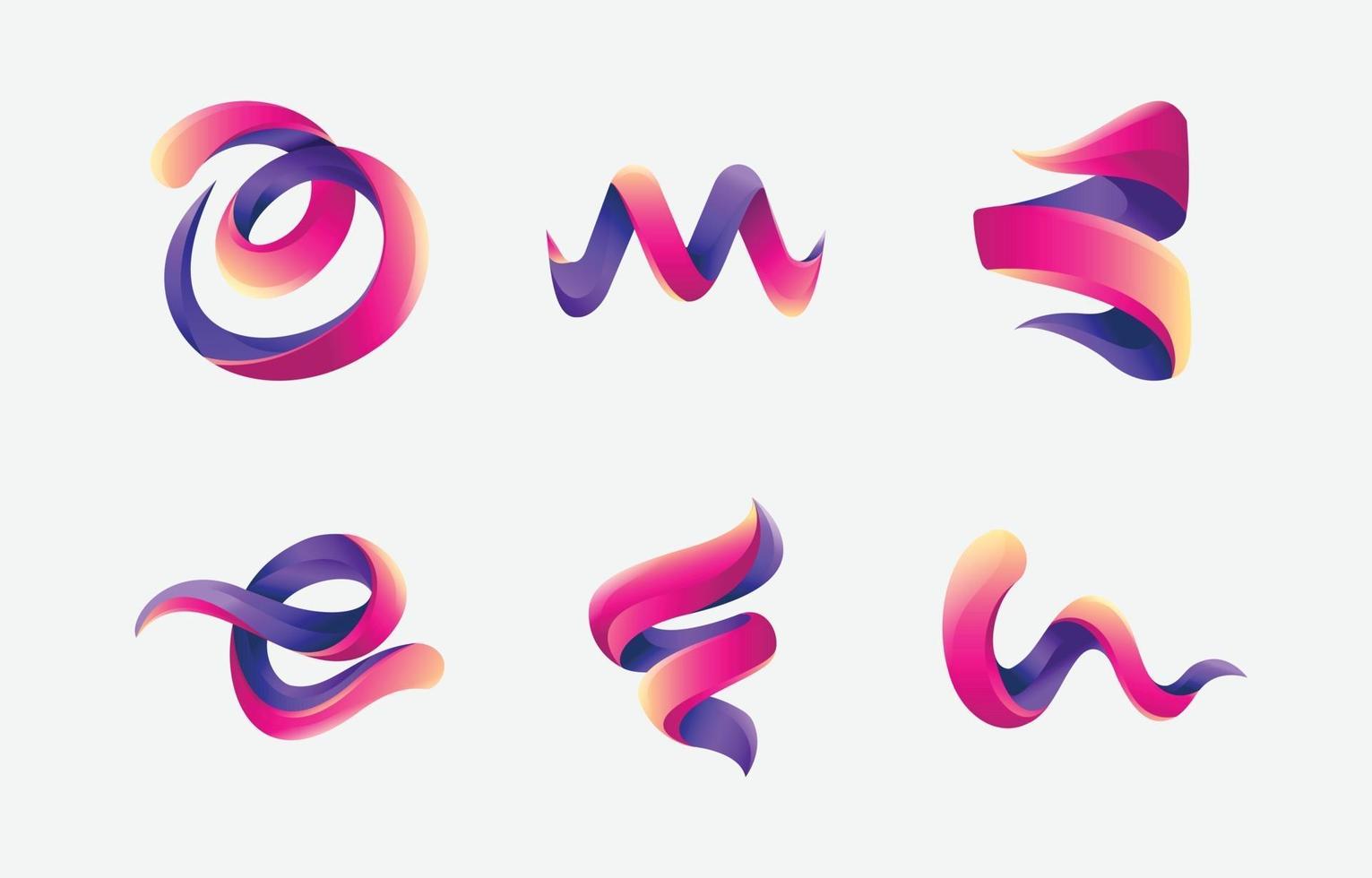 Collection of Abstract Ribbon Logo vector