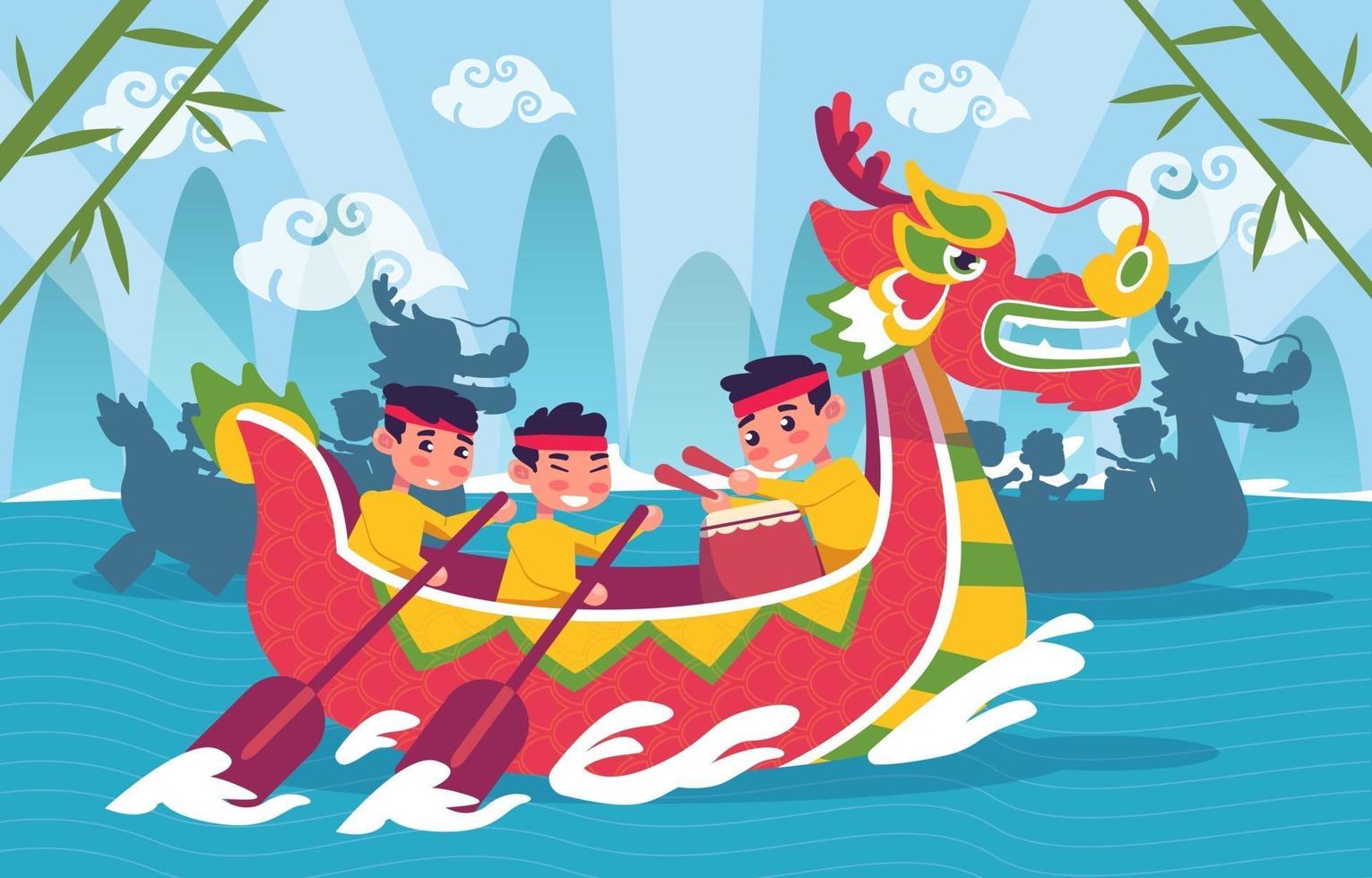 Dragon Boat Racing Festival Concept vector