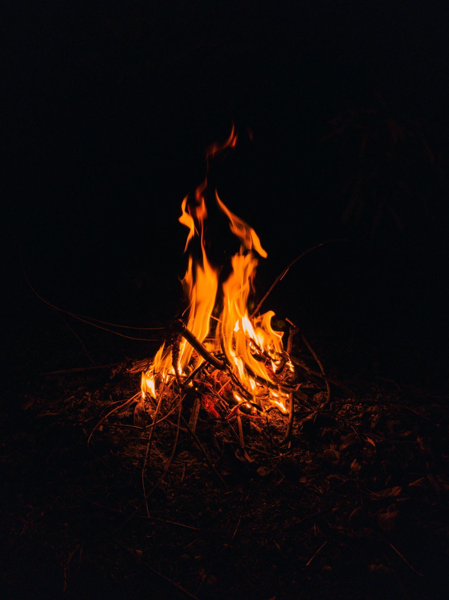 Camp Fire in the dark 2467575 Stock Photo at Vecteezy