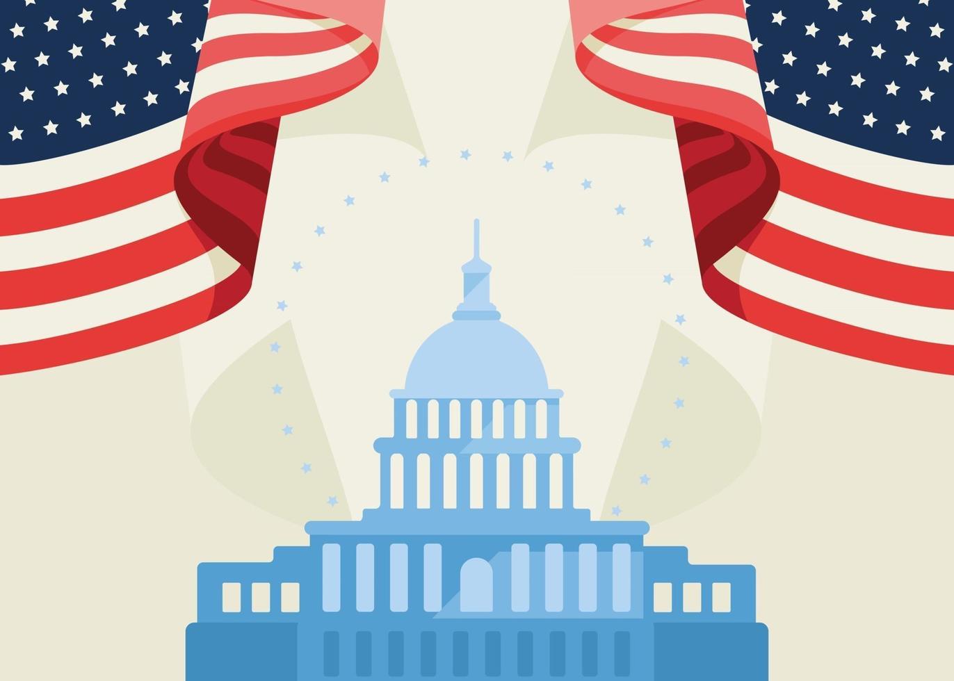 Banner with US Capitol and flags vector