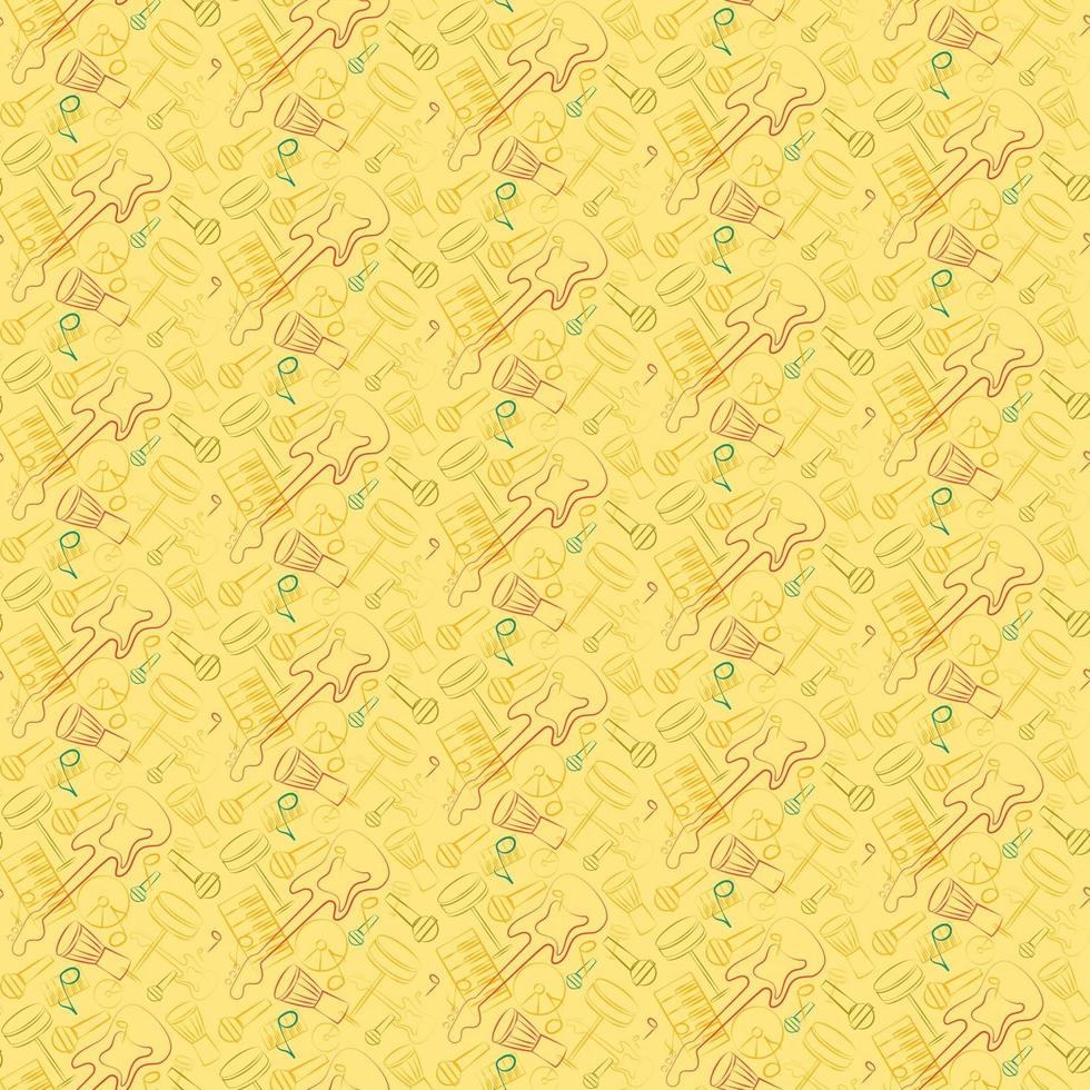 Seamless pattern with guitar drums and microphone vector