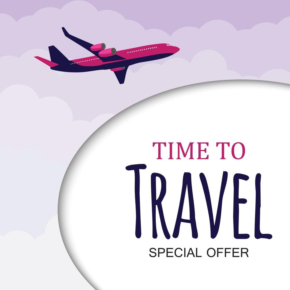 Time to Travel Template Background with Airplane vector