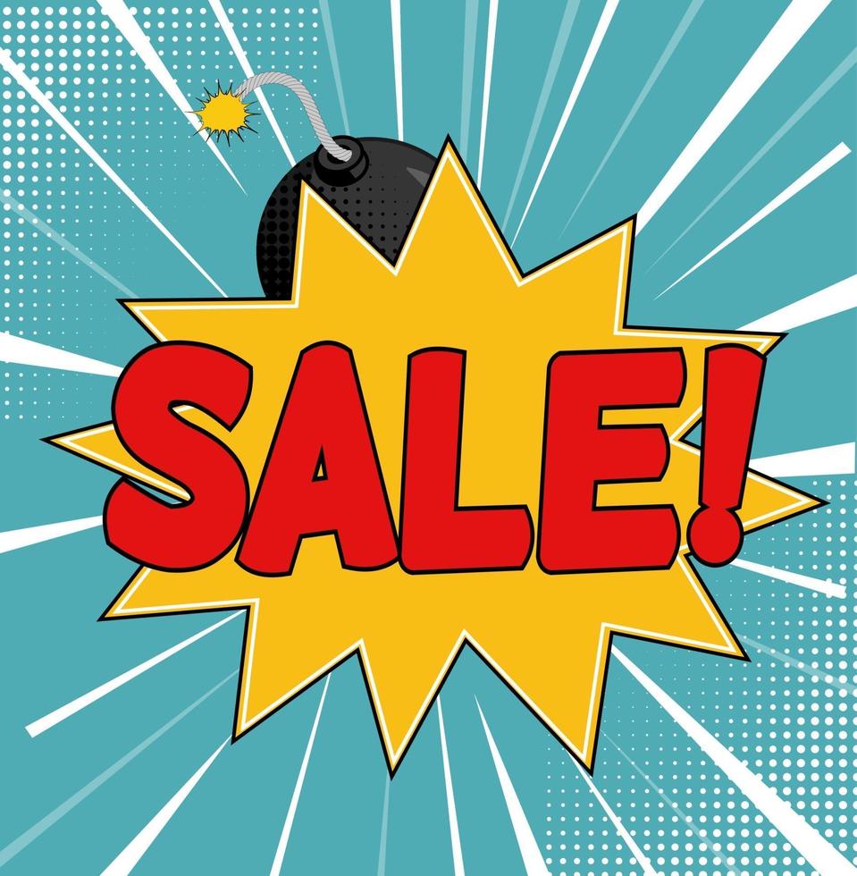 Sale Background with Speech Bubble in Pop Art Style vector