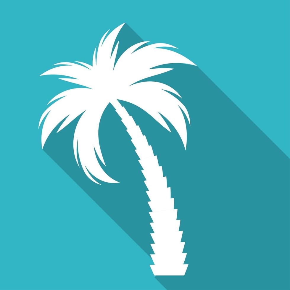 Palm tree silhouette icon with long shadow vector