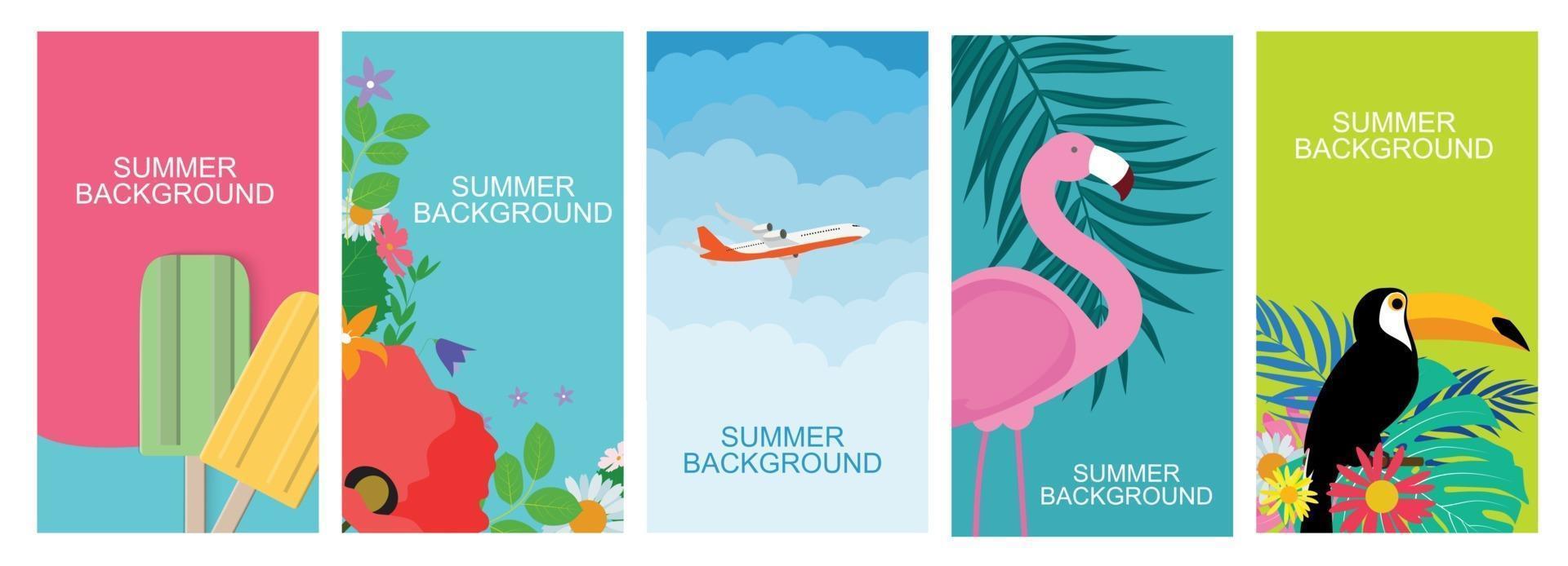 Collection set of social media stories design templates summer backgrounds vector