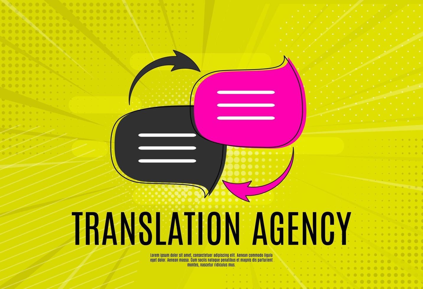 concepto de agencia de traducción de idiomas con bocadillo vector