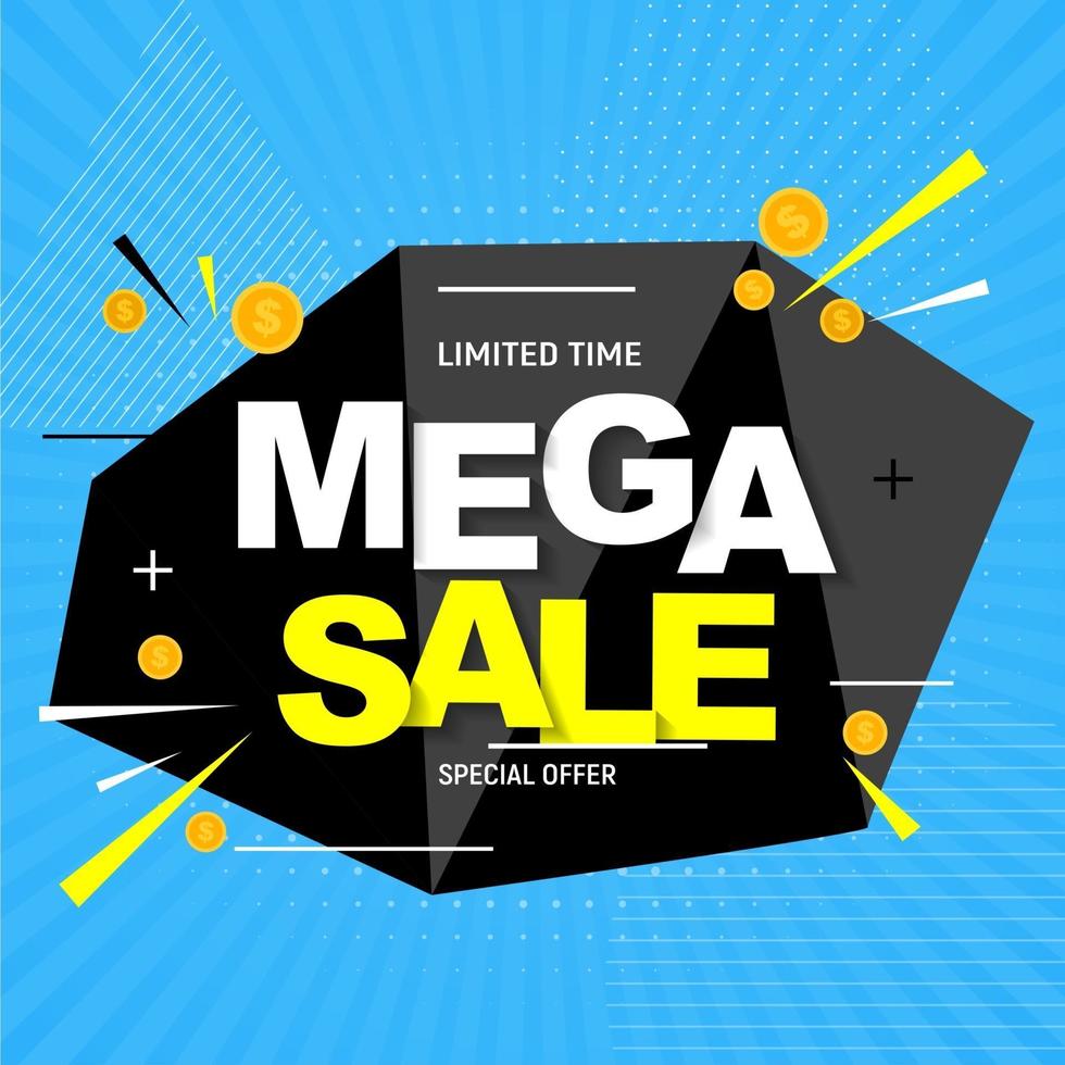 Mega sale banner poster vector