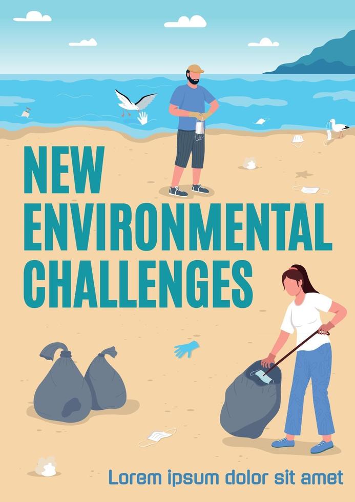 New environmental challenges poster flat vector template