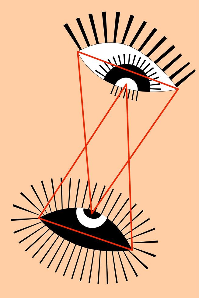 Simple Boho Abstract Geometric Eye in Minimal Linear Style Astrological Mystical Sacred Talismans for Tattoo Boho Poster vector