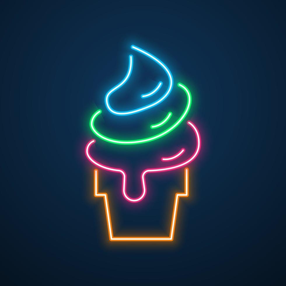 neon light ice cream vector