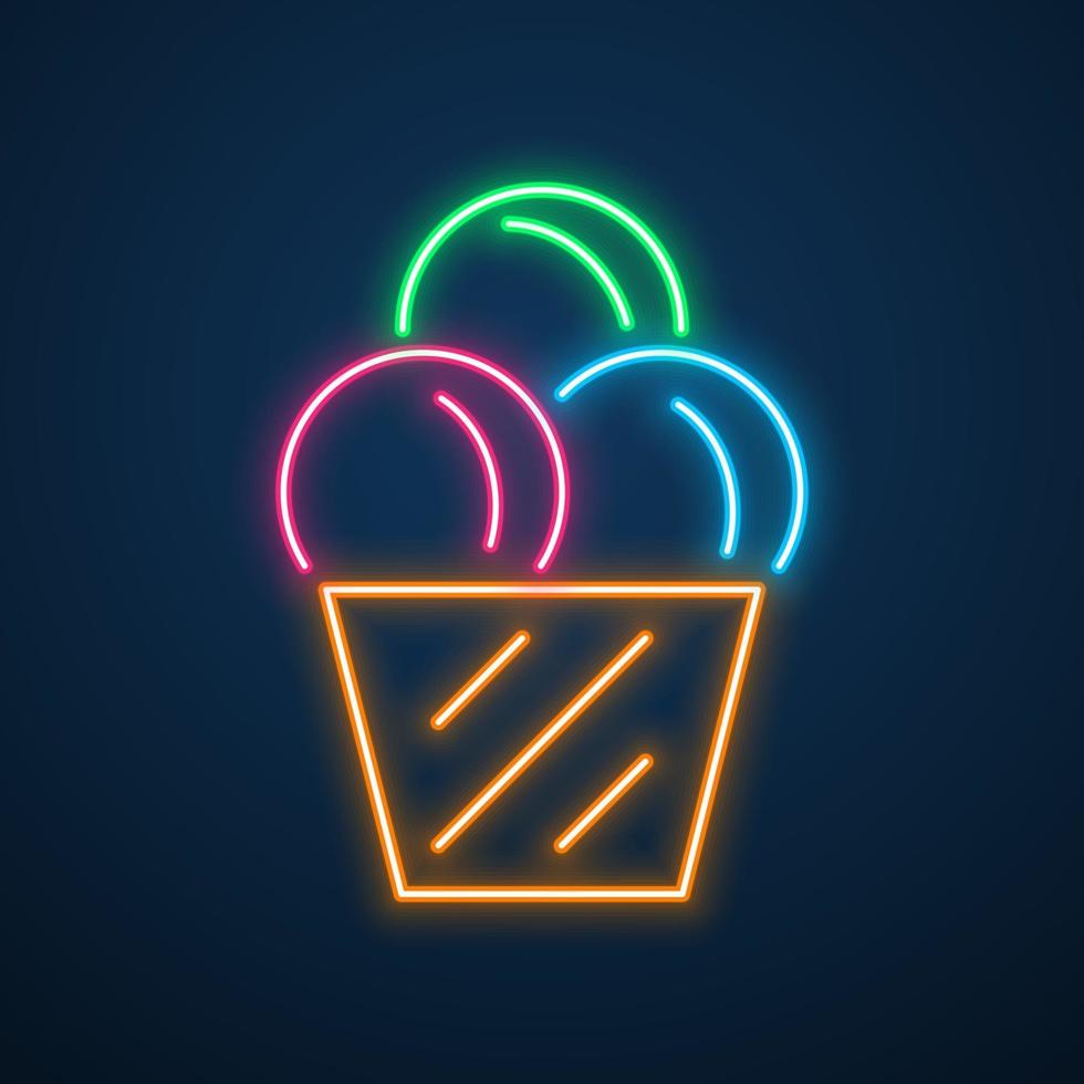 neon light ice cream vector