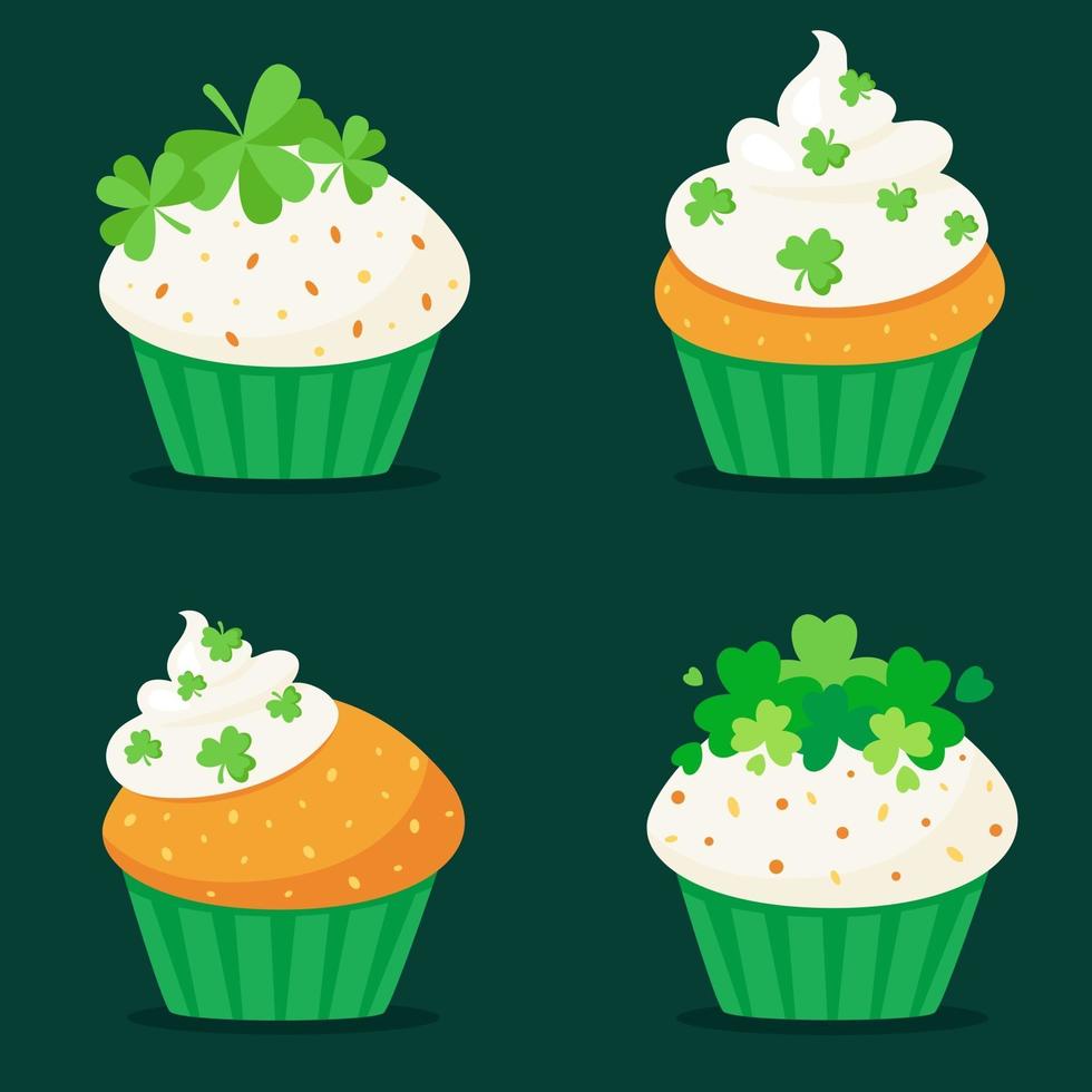 Saint Patricks Day cupcakes vector