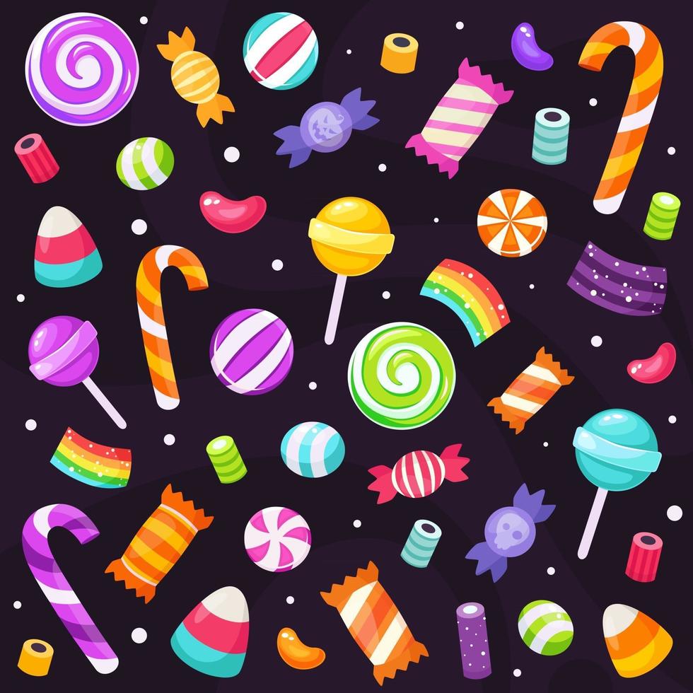 Halloween sweets and candies collection vector