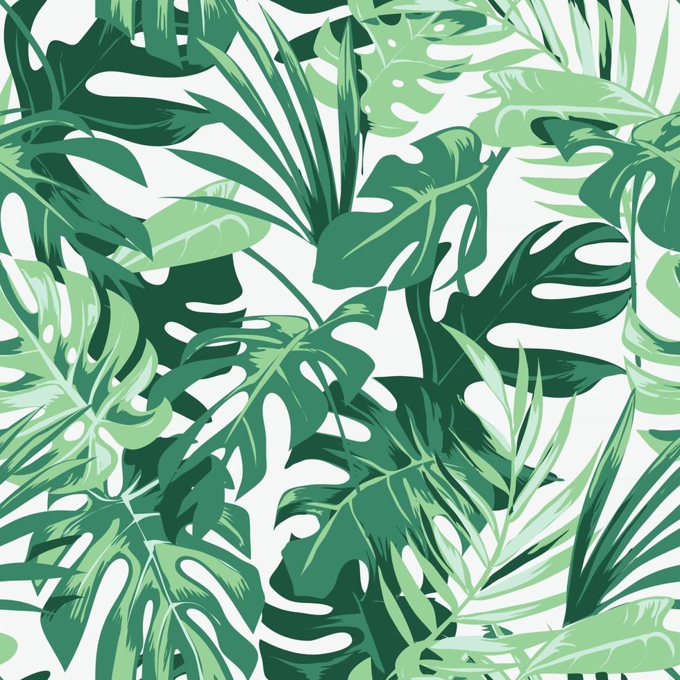 seamless tropical palm leafs pattern illustration vector