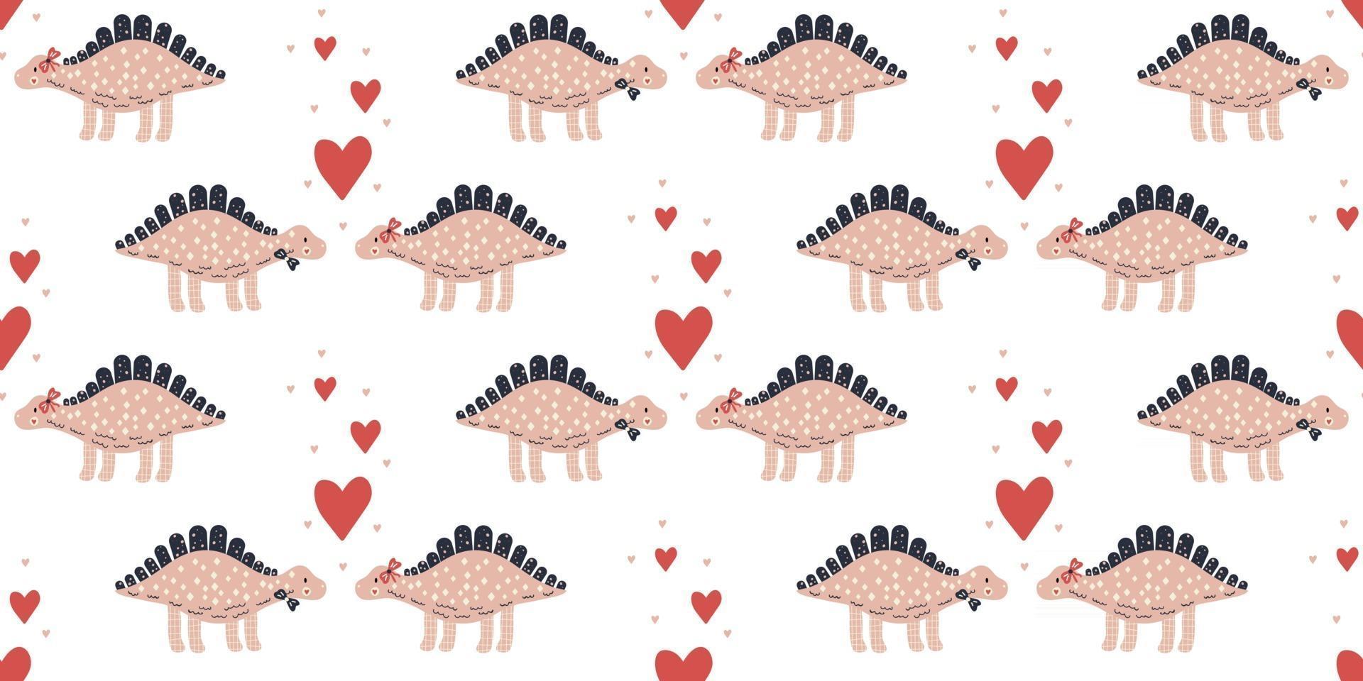 Seamless dinosaur couple pattern background vector