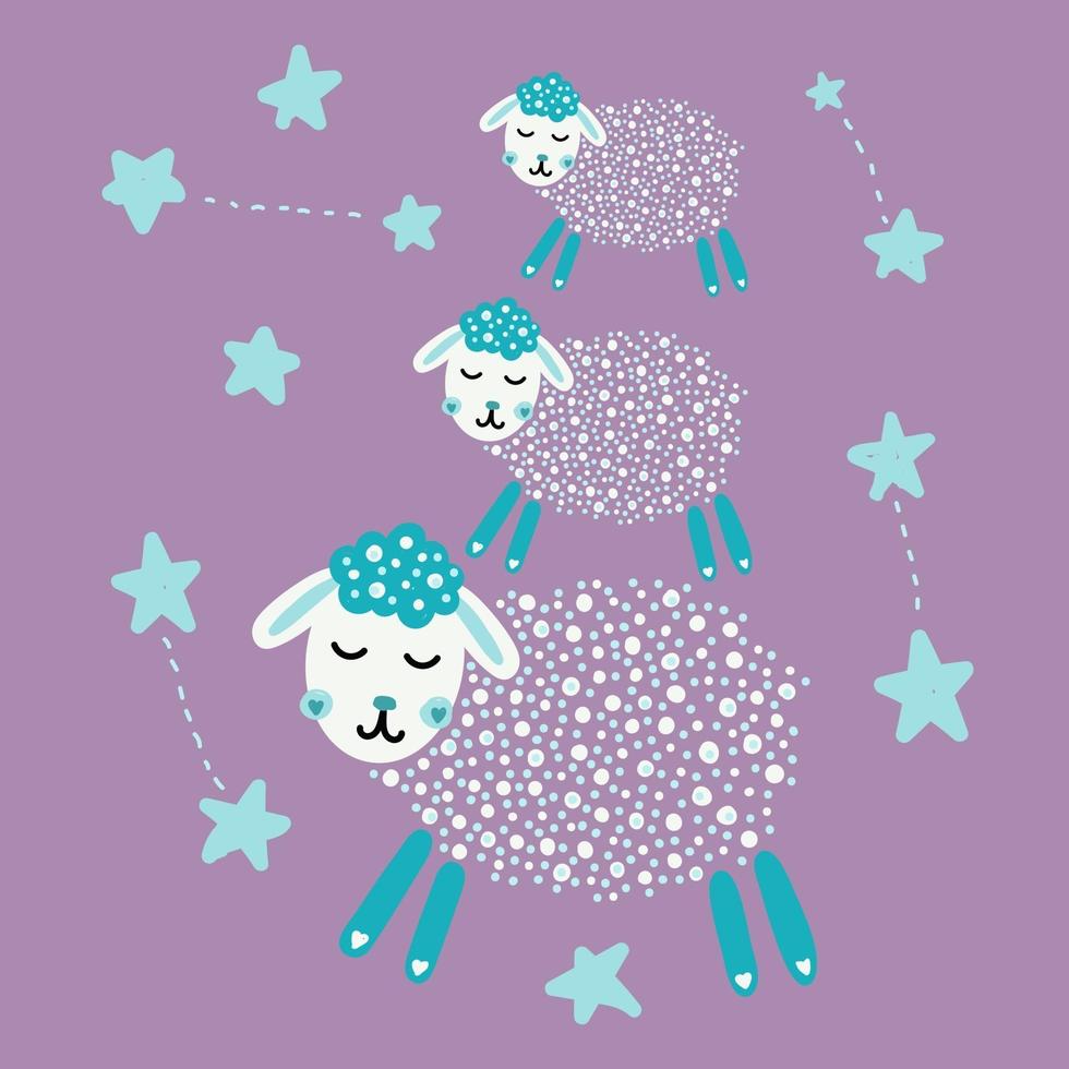 Cute sheep with stars vector