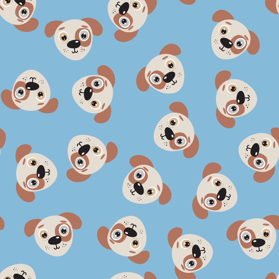 Seamless pattern with cute puppy face vector
