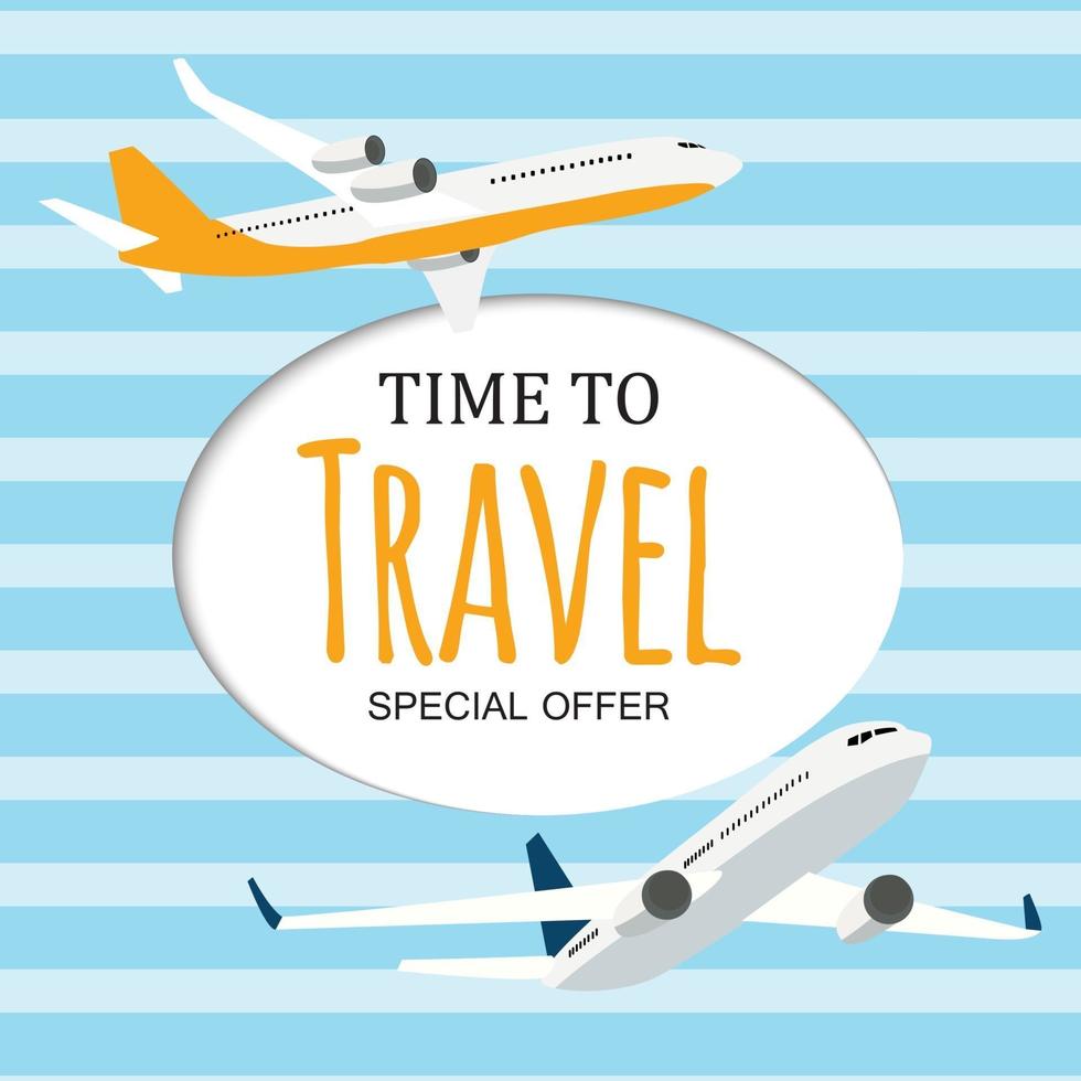 Time to Travel Template Background with Airplane vector