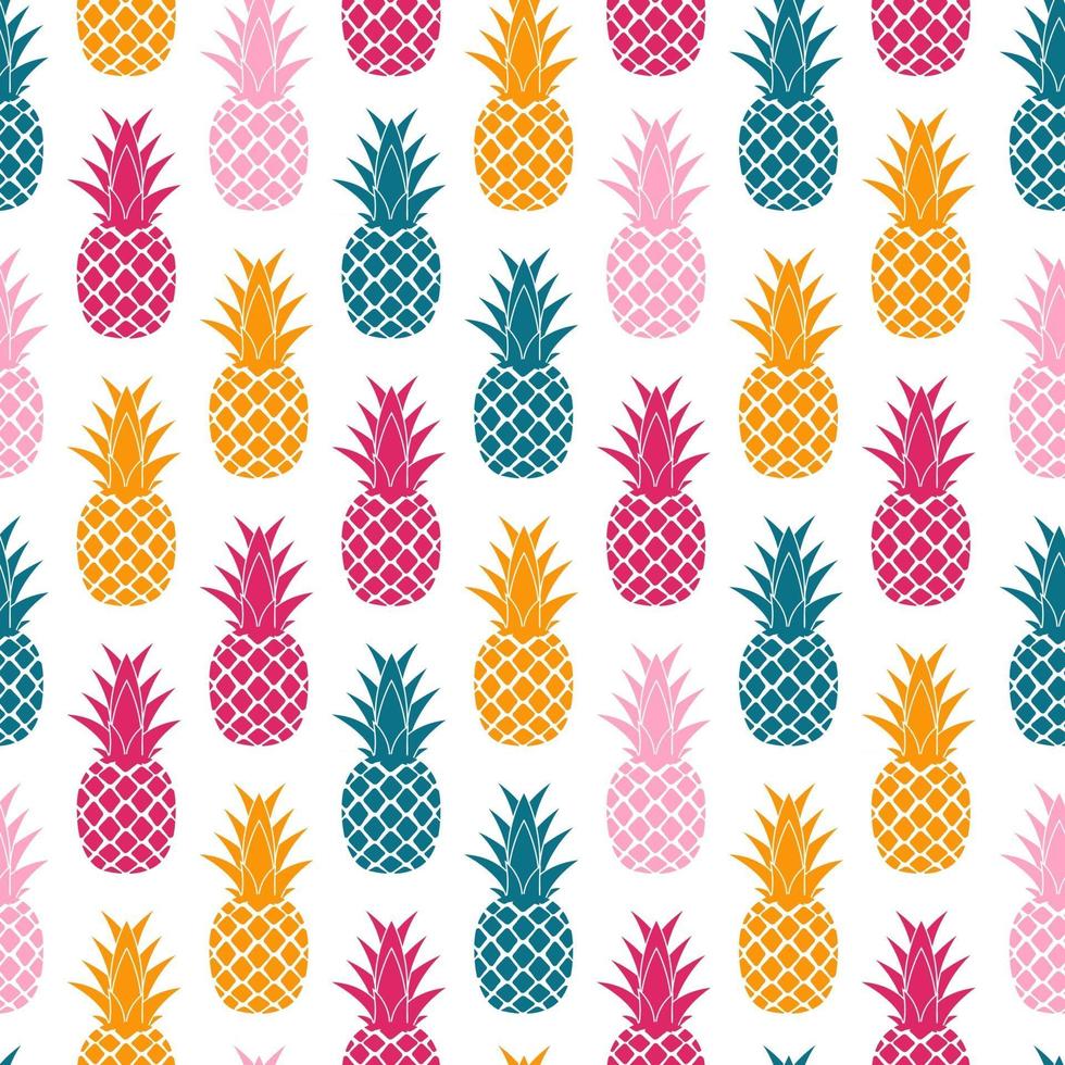 Diseño de fondo de patrones sin fisuras de piña de fruta tropical vector