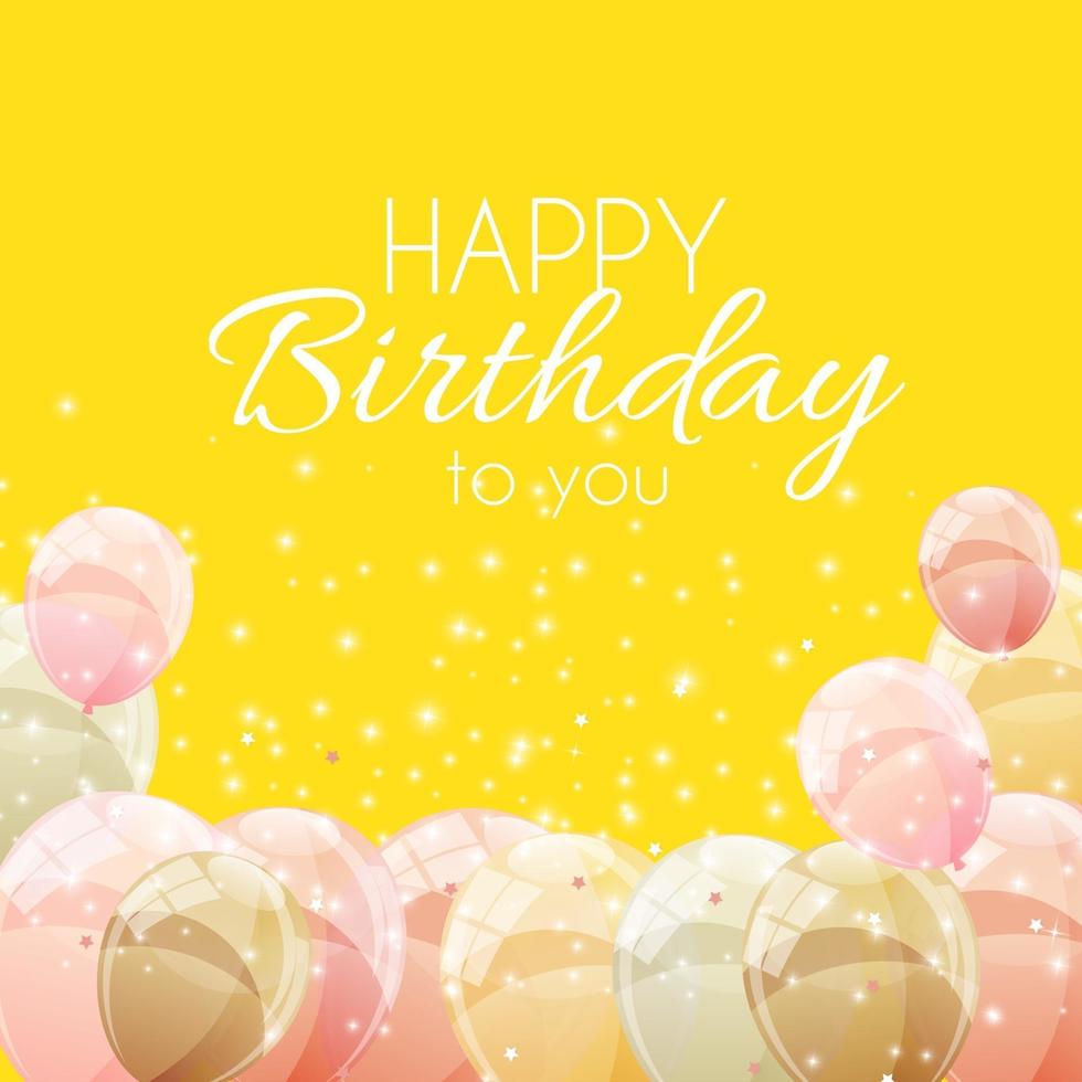 Color Glossy Happy Birthday Balloons Banner Background vector