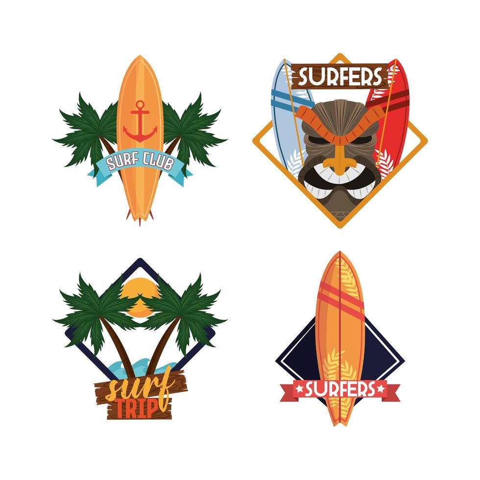 surfistas tropicales vector