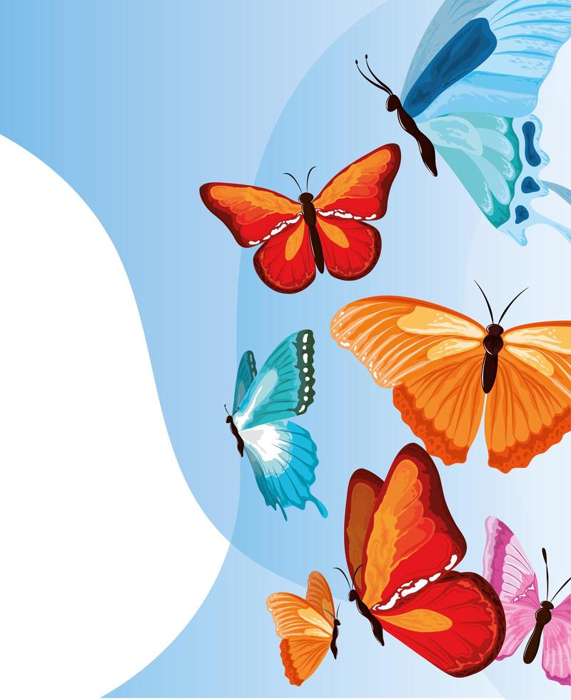 flying butterflies watercolor vector