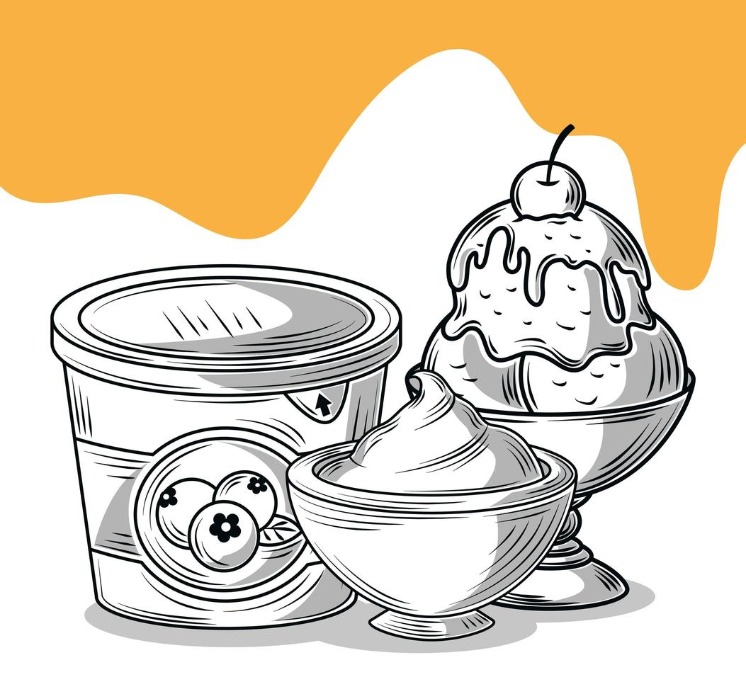 ice cream set vector