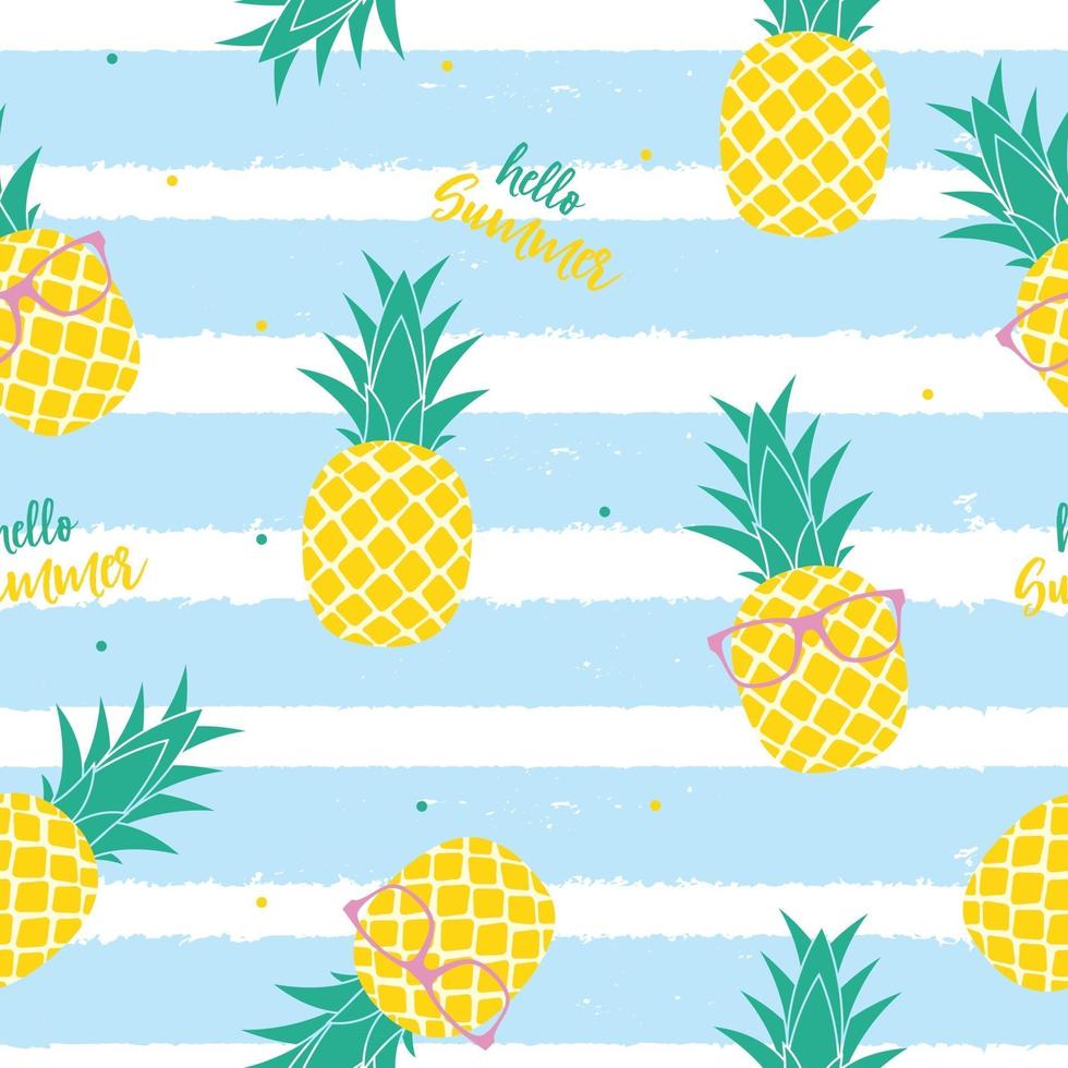 Diseño de fondo de patrones sin fisuras de piña de fruta tropical vector