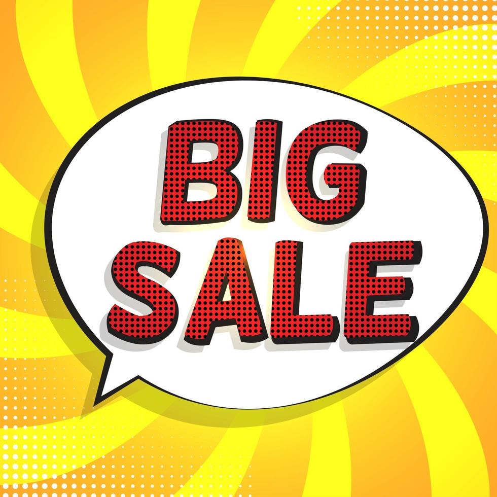 Sale Background with Speech Bubble in Pop Art Style vector