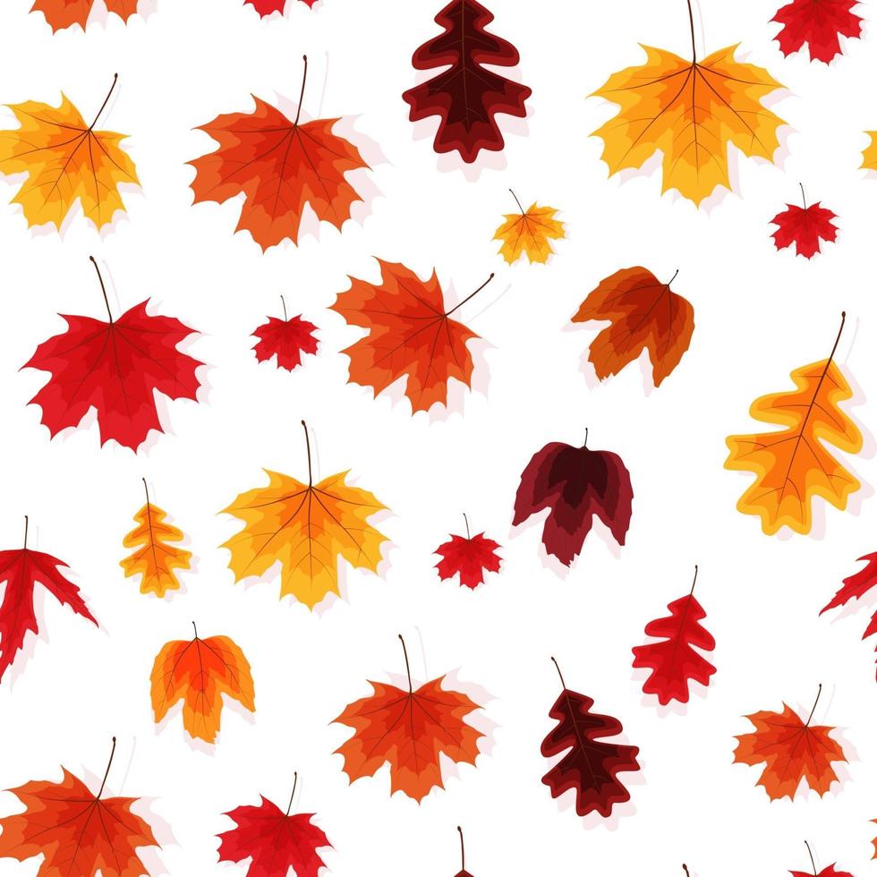 Autumn Leaves Seamless Pattern Background Vector Illustration