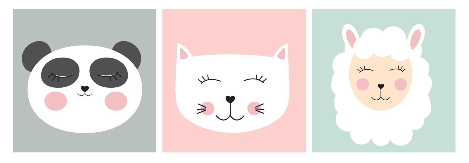 Stickers with cute animals vector