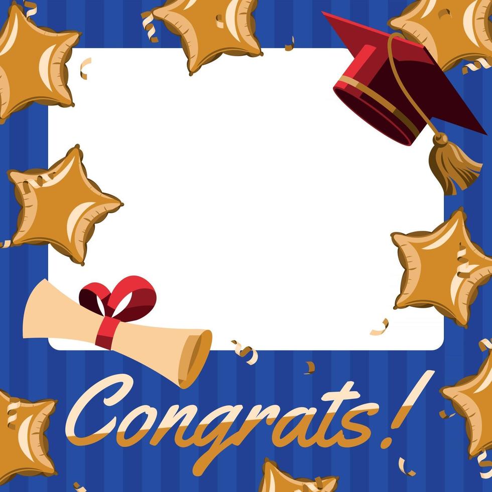 Graduation Blue Photo Booth vector