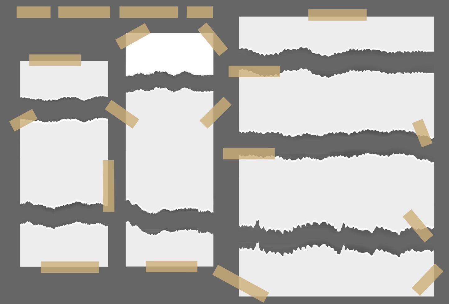 hojas de papel rasgadas con adhesivo vector