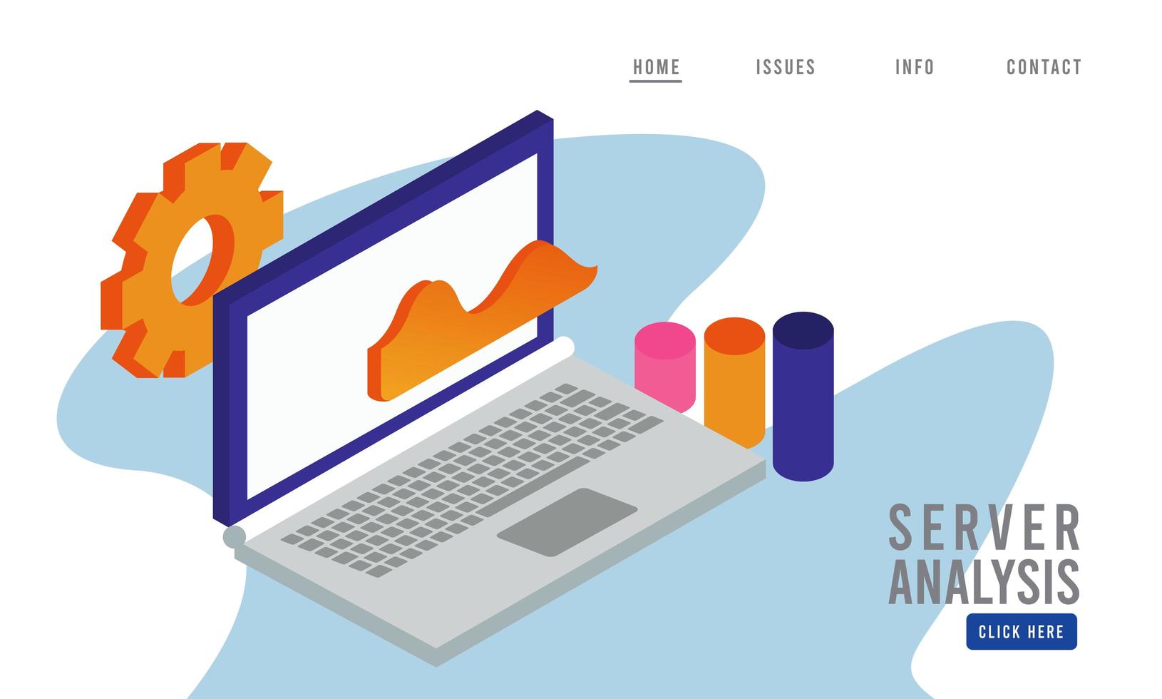 data analysis technology with laptop computer and gear vector