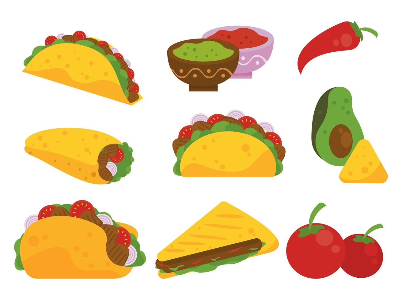 taco day celebration mexican poster with tacos and vegetables pattern vector