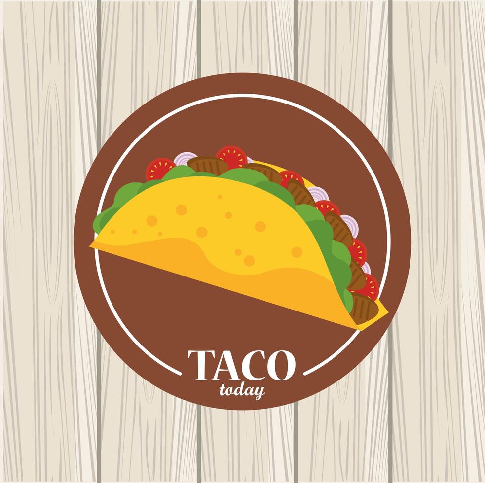 taco day celebration mexican poster in wooden background vector