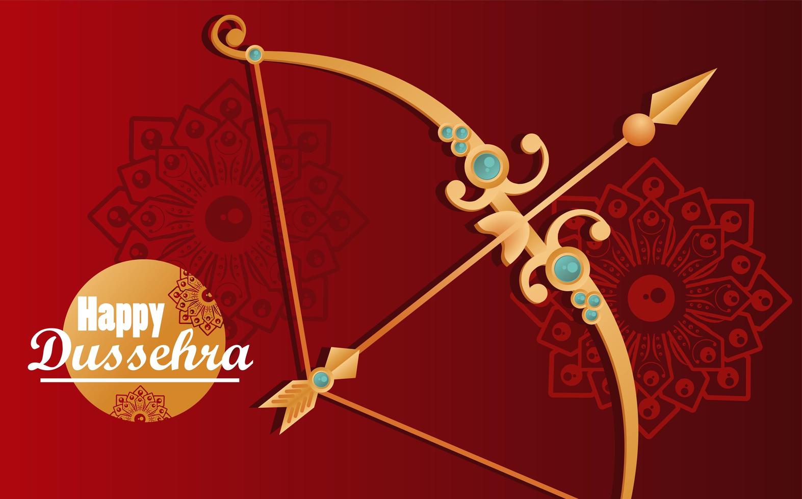 happy dussehra celebration card with arch and lettering in red ...