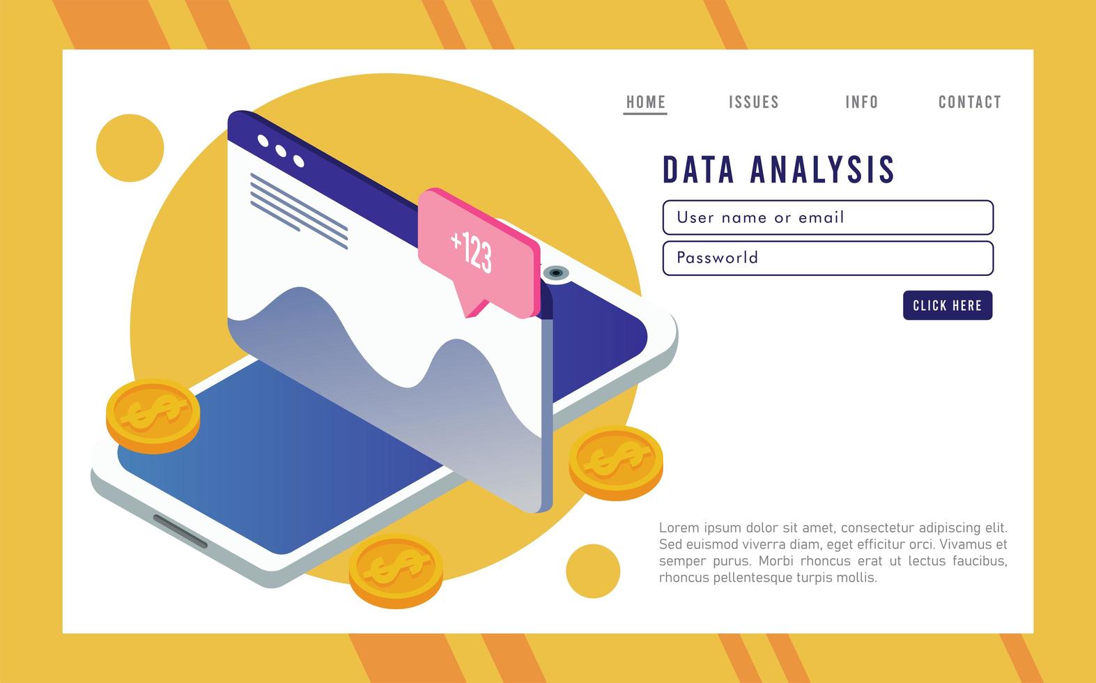 data analysis technology with webpage template and smartphone 2468851 ...