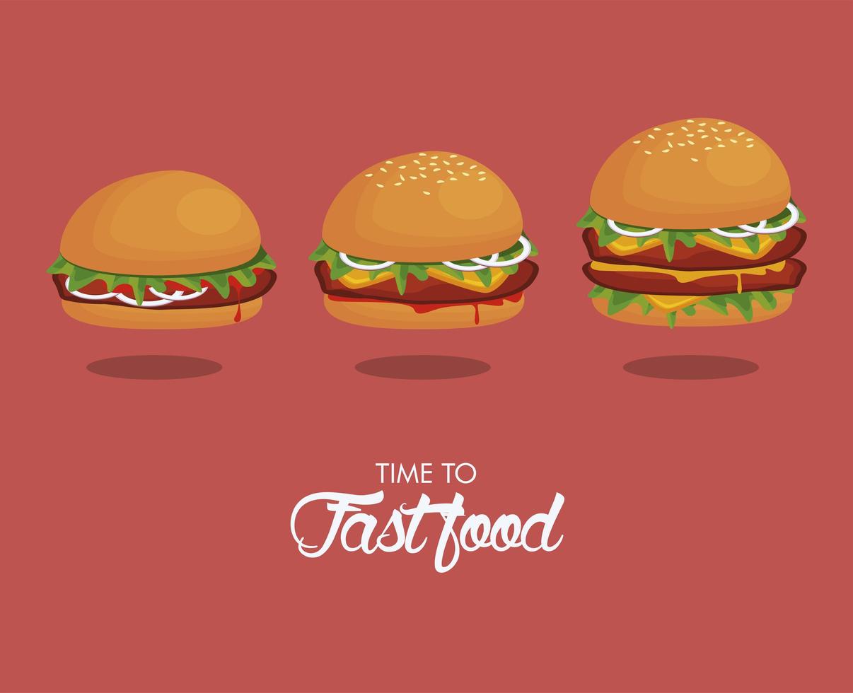 hamburgers sizes delicious fast food icons vector