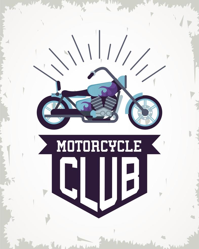 chopper motorcycle style with ribbon and frame club vector