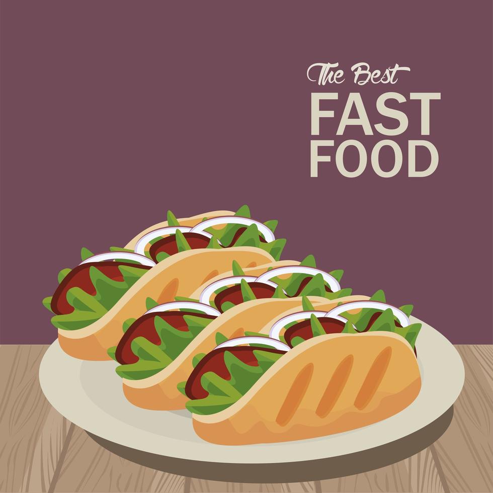 mexican burritos in dish delicious fast food icon vector