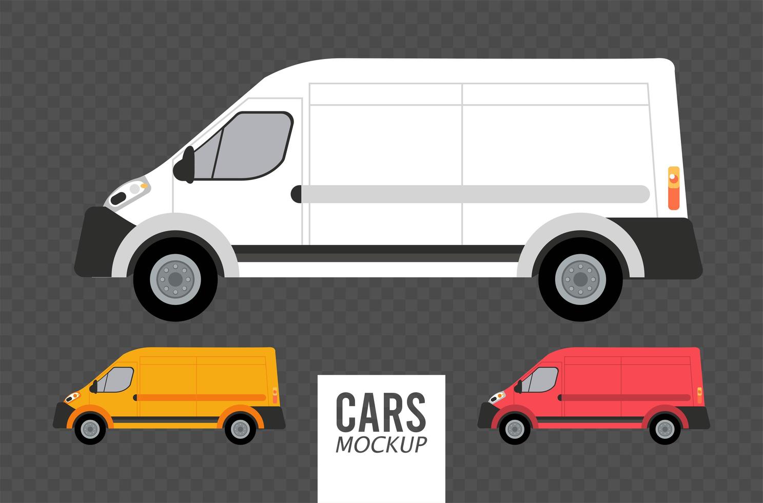 vans mockup cars vehicles icons vector