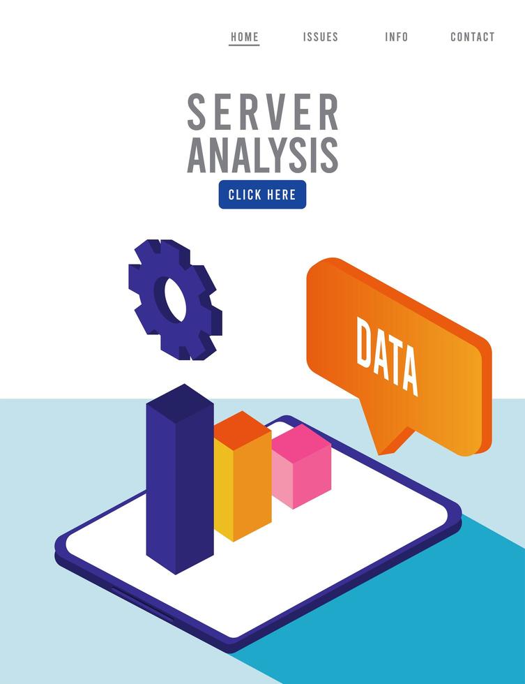 tecnología de análisis de datos con dispositivo de tableta y bocadillo vector