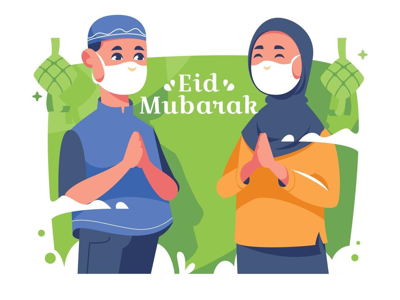 Eid Gathering Using Mask in a Pandemic Situation vector