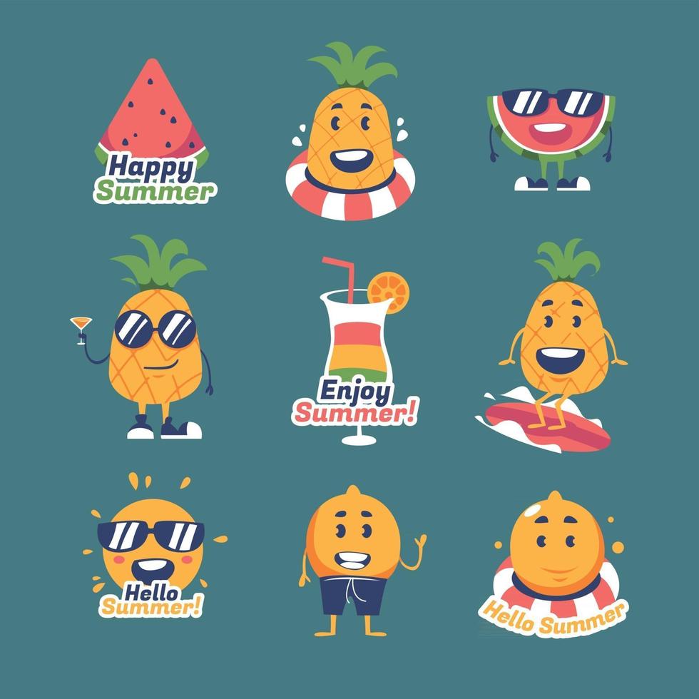 Summer Fruits Label and Sticker Collection vector